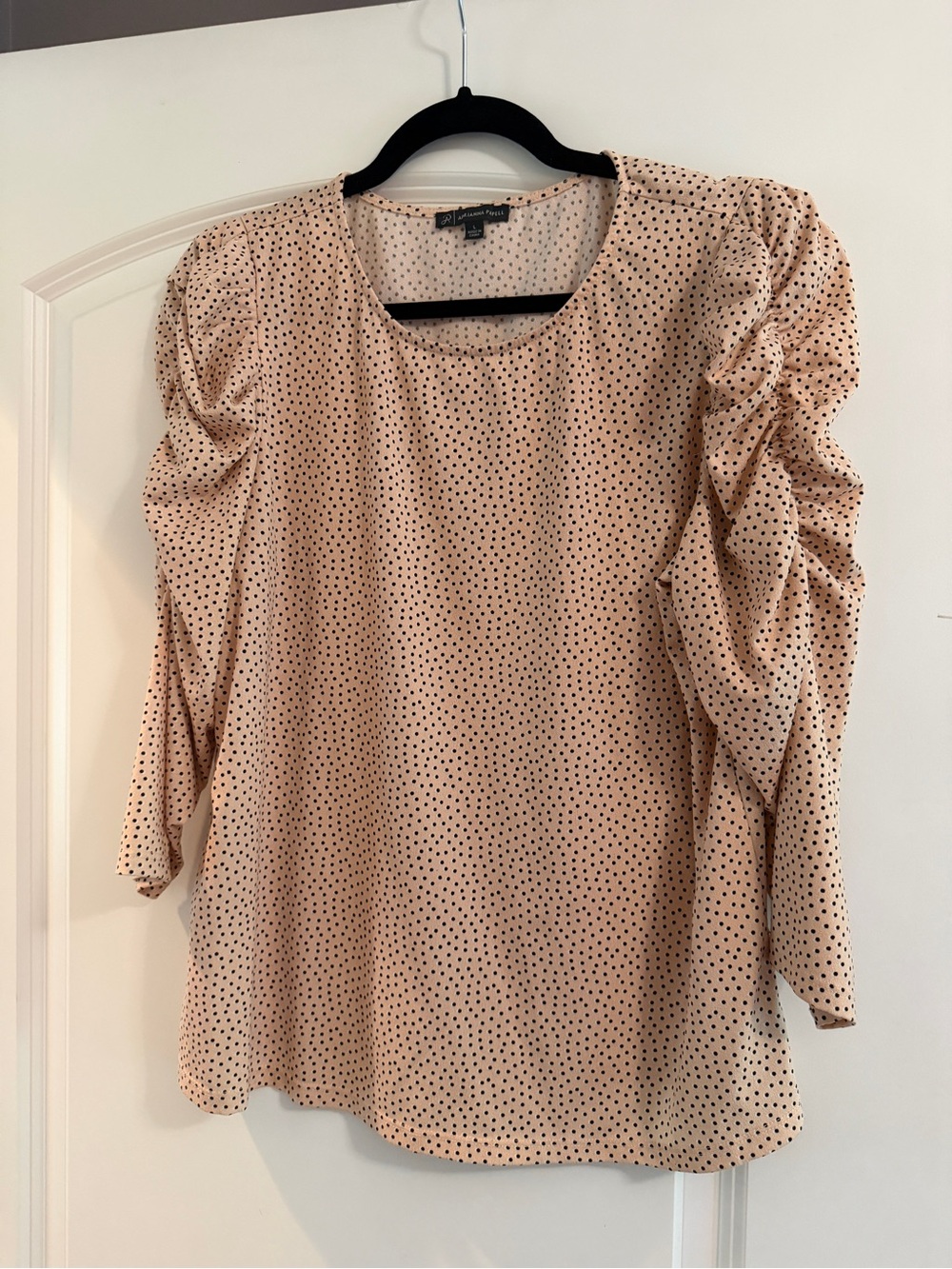 Adrianna Papell Blush Pink Dot Puff Sleeve Blouse